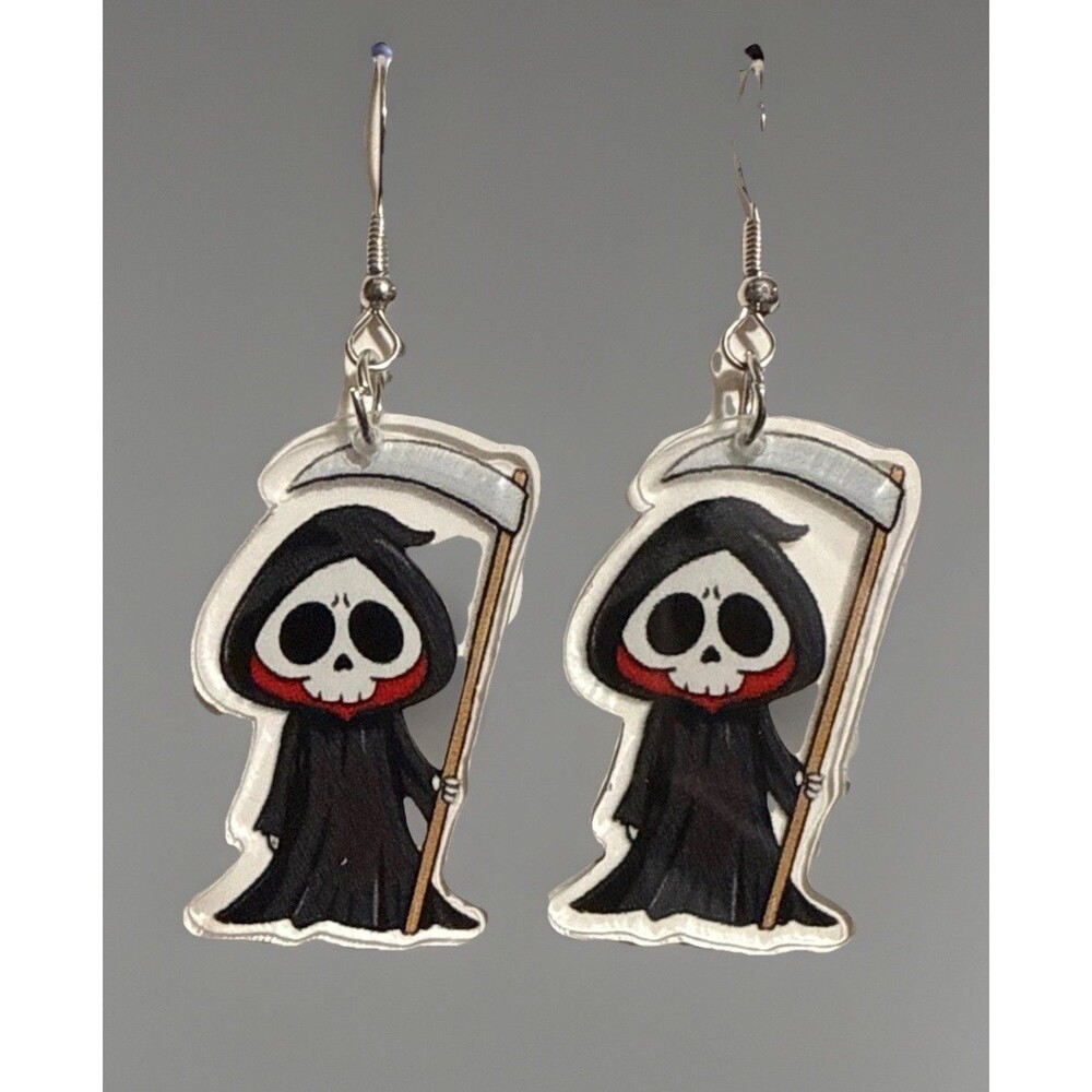 Halloween Cute Cartoon Grim Reaper Dangle Earrings